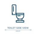 Toilet side view icon. Linear vector illustration from poi public places collection. Outline toilet side view icon vector. Thin