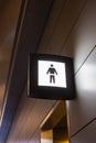Toilet sign in airport. Public WC symbol. Washroom direction in airport. Information closet board. Facility concept.