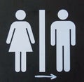 Toilet sign and diraction on black metal shield Royalty Free Stock Photo