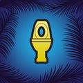 Toilet sign illustration. Vector. Golden icon with black contour Royalty Free Stock Photo