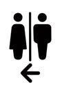 A toilet sign for men and women close up on a white background Royalty Free Stock Photo