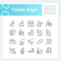 Toilet sign pixel perfect linear icons set Royalty Free Stock Photo