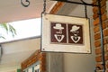 Toilet sign vintage europe man and woman in hats