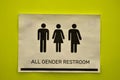 Toilet signage of all kinds next to a bathroom Royalty Free Stock Photo