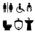 toilet symbols set. Set of vector toilet icons isolated on white