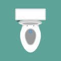 Toilet top view vector icon bathroom interior. WC domestic house equipment ceramic. Public white restroom Royalty Free Stock Photo