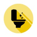 toilet trash icon in long shadow style