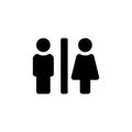 Toilet, wc, restroom vector icon. Man and woman black symbol isolated. Vector EPS 10 Royalty Free Stock Photo