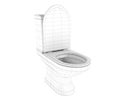 Toilet. White porcelain flush toilet. 3d rendering grid style illustration isolated