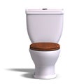 Toilet with wooden seat Royalty Free Stock Photo