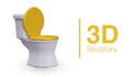 Toilet with yellow seat. Realistic color vector illustration. Textured image for web design Royalty Free Stock Photo