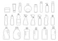 Toiletries bottles icon set