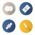 Toiletries flat design long shadow glyph icons set