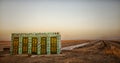 Toilets complex on the shores of salt lake Chott El Jerid Royalty Free Stock Photo