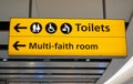 Toilets and Multi Faith Room Airport Terminal Sign Royalty Free Stock Photo