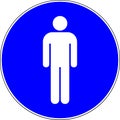 Toilets sign with man symbol blue sign