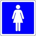 Toilets sign with woman symbol blue sign