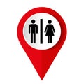 Toilets vector icon. Restroom illustration includes lady and gentleman figures