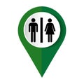 Toilets vector icon. Restroom illustration includes lady and gentleman figures