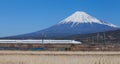 Tokaido Shinkansen with view of mountain fuji Royalty Free Stock Photo