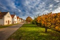 Tokaj, Hungary - Narrow street and the world famous Hungarian wine cellars of Tokaj wine region, taken on a warm autumn morning