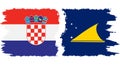 Tokelau and Croatia grunge flags connection vector
