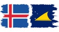 Tokelau and Iceland grunge flags connection vector