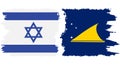 Tokelau and Israel grunge flags connection vector