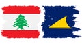 Tokelau and Lebanon grunge flags connection vector