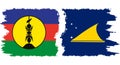 Tokelau and New Caledonia grunge flags connection vector Royalty Free Stock Photo