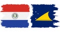 Tokelau and Paraguay grunge flags connection vector