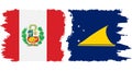 Tokelau and Peru grunge flags connection vector