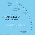 Tokelau, dependant territory of New Zealand, political map