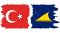 Tokelau and Turkey grunge flags connection vector