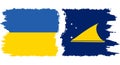 Tokelau and Ukraine grunge flags connection vector