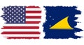 Tokelau and USA grunge flags connection vector