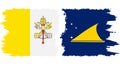 Tokelau and Vatican grunge flags connection vector