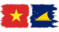 Tokelau and Vietnam grunge flags connection vector
