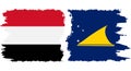 Tokelau and Yemen grunge flags connection vector