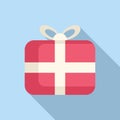 Token parcel icon flat vector. Present gift box Royalty Free Stock Photo