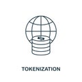 Tokenization icon outline style. Thin line design from fintech icons collection. Pixel perfect tokenization icon for web