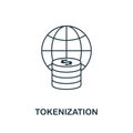 Tokenization icon outline style. Thin line design from fintech icons collection. Pixel perfect tokenization icon for web Royalty Free Stock Photo