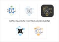 Tokenization technologies icons set