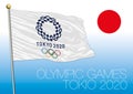 TOKIO, JAPAN - AUGUST 2020, Preparation for the Olympic Games 2020, logo, flag and symbol