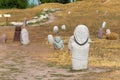 Kurgan stelae at Ruins of Balasagun in Tokmok, Kyrgyzstan. Balasagun is part of the World Heritage