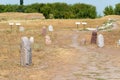 Kurgan stelae at Ruins of Balasagun in Tokmok, Kyrgyzstan. Balasagun is part of the World Heritage