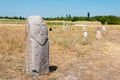 Kurgan stelae at Ruins of Balasagun in Tokmok, Kyrgyzstan. Balasagun is part of the World Heritage