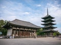 Tokondo, East Golden Hall and Five-storey Pagoda in Kofuku-ji Temple, Nara. Royalty Free Stock Photo