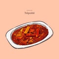 Tokpokki favorite Korean food, hand draw sketch vector