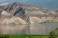 Toktogul highland mountain lake in Kyrgyzstan